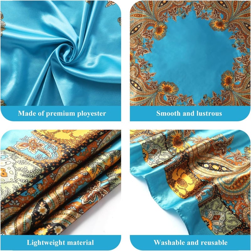 VBAEI 35” Large Square Satin Head Scarf - 1Pcs Satin Hair Scarf Silk Bandana Head Wraps For Women - Image 4